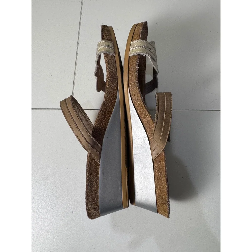 Naot Wedge Sandals Womens 39 8.5 8 Metallic Leather Cork‎ Platform Comfort Boho